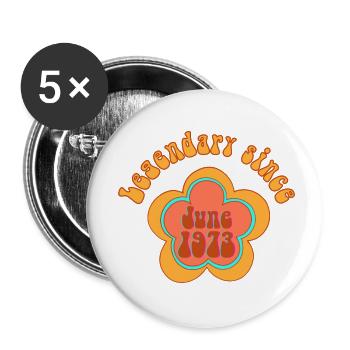 Legendär seit Juni 1973 Geburtstag Retro - Buttons klein 25 mm (5er Pack) - Weiß - Vorne