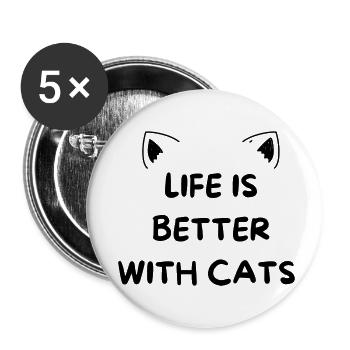 LA VIE EST MEILLEURE AVEC LES CHATS - Lot de 5 petits badges (25 mm) - blanc - Devant