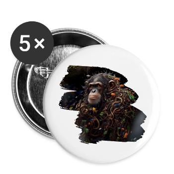 Abstraktes Bild eines Affen - Buttons klein 25 mm (5er Pack) - Weiß - Vorne