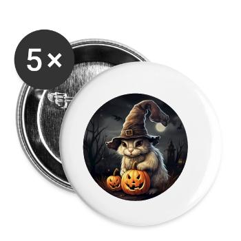 Halloween Häschen - Buttons klein 25 mm (5er Pack) - Weiß - Vorne