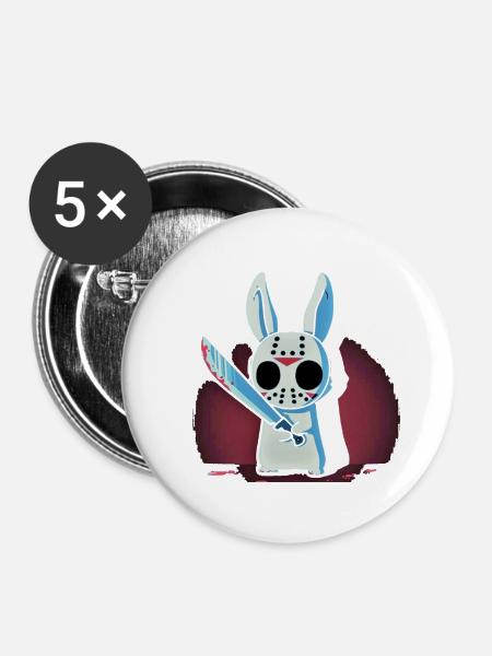 Halloween Bunny - Buttons klein 25 mm (5er Pack) - Weiß