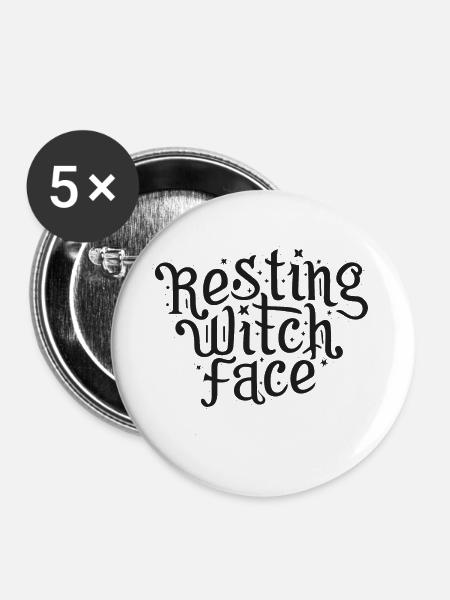 Ruhendes Hexengesicht - Buttons klein 25 mm (5er Pack) - Weiß