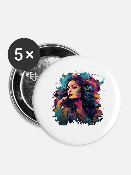 Frau mit Lippenstift - Buttons klein 25 mm (5er Pack) - Weiß