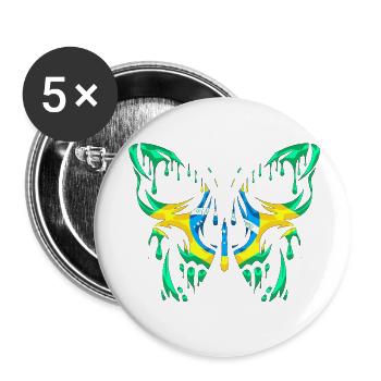 Brasilien Landesflagge Offizielle Staaten Kontinent - Buttons klein 25 mm (5er Pack) - Weiß - Vorne