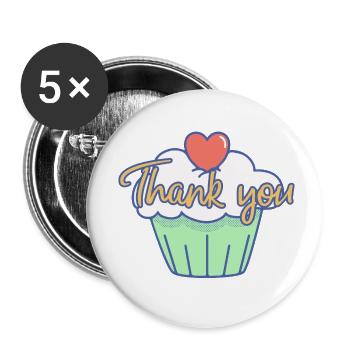 Thank you cupcake - Buttons klein 25 mm (5er Pack) - Weiß - Vorne
