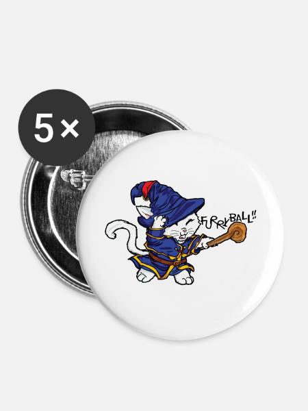 Zaubererkatze in Verzauberung - Buttons klein 25 mm (5er Pack) - Weiß