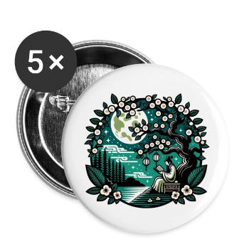 A person reading inspired by Chinese art - Buttons small 1''/25 mm (5-pack) - white - Front