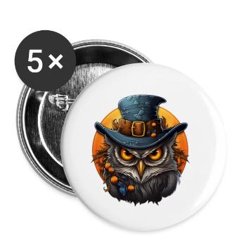 Eule Halloween - Buttons klein 25 mm (5er Pack) - Weiß - Vorne