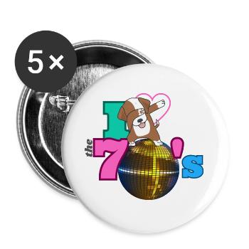 Dabbing Dog I LOVE THE 70's - Buttons klein 25 mm (5er Pack) - Weiß - Vorne