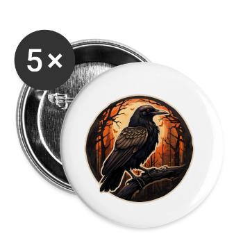 Krähe Halloween - Buttons klein 25 mm (5er Pack) - Weiß - Vorne