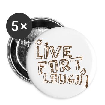 live fart laugh! - Buttons small 1''/25 mm (5-pack) - white - Front