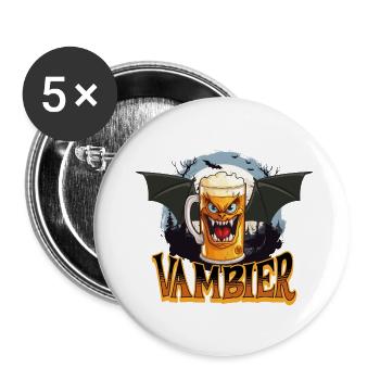 Vambier Vampire Bière Halloween Party Drôle Costume - Lot de 5 petits badges (25 mm) - blanc - Devant