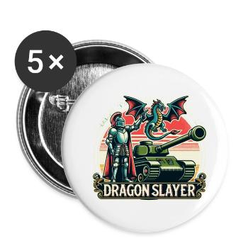 Dragon Slayer Knight Ren Faire LARP, Renaissance - Buttons klein 25 mm (5er Pack) - Weiß - Vorne