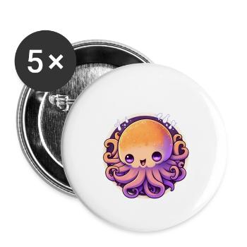 Psyche Regenbogen-Oktopus - Buttons klein 25 mm (5er Pack) - Weiß - Vorne