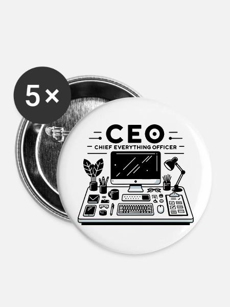 Geschäftsführer Chief Everything Officer - Buttons klein 25 mm (5er Pack) - Weiß