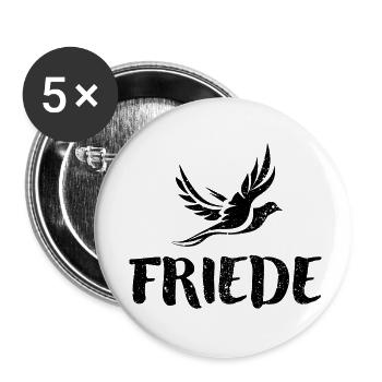 Friede - schwarz - Buttons klein 25 mm (5er Pack) - Weiß - Vorne