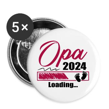 Werdender Opa 2024 Opa loading Geschenk Männer - Buttons klein 25 mm (5er Pack) - Weiß - Vorne