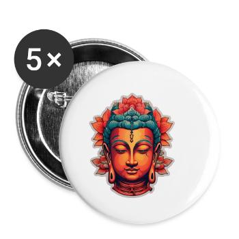 Buddha Zen Lotusblüte Meditation - Buttons klein 25 mm (5er Pack) - Weiß - Vorne