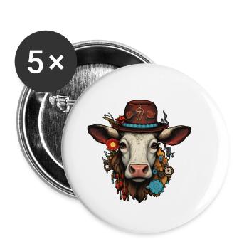 Schwarzwälder Kuh Steampunk - Buttons klein 25 mm (5er Pack) - Weiß - Vorne