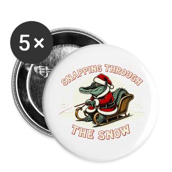 Alligator Snapping Through The Snow, Gator Hunting - Buttons klein 25 mm (5er Pack) - Weiß - Vorne