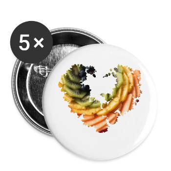 Blumenherz,Früchte, Kuchen, Torte - Buttons klein 25 mm (5er Pack) - Weiß - Vorne