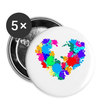 Blumenherz, bunt, farben, Graffiti, splash - Buttons klein 25 mm (5er Pack) - Weiß - Vorne