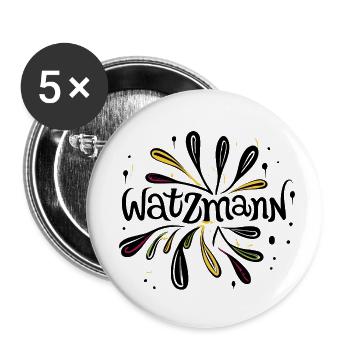 Watzmann Schriftzug kunstvoll gestaltet - Buttons klein 25 mm (5er Pack) - Weiß - Vorne