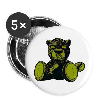 Creepy Teddy Green - Buttons klein 25 mm (5er Pack) - Weiß - Vorne