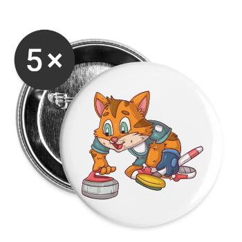Curling Katze - Buttons klein 25 mm (5er Pack) - Weiß - Vorne