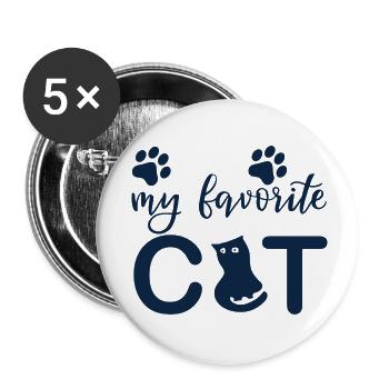 cat favorite - Buttons klein 25 mm (5er Pack) - Weiß - Vorne