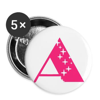 Buchstabe A Glitzer - Buttons klein 25 mm (5er Pack) - Weiß - Vorne