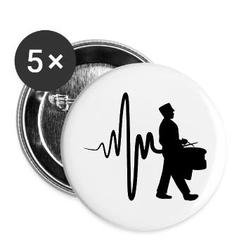 Schnarrtrommler - Buttons klein 25 mm (5er Pack) - Weiß - Vorne