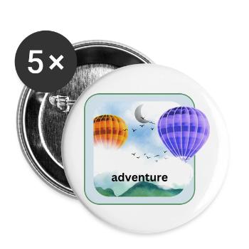 Heißluftballon mit Wolken Abenteuer Urlaubsmotiv - Buttons klein 25 mm (5er Pack) - Weiß - Vorne