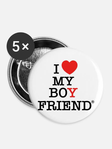 Ich liebe meinen Freund - Buttons klein 25 mm (5er Pack) - Weiß