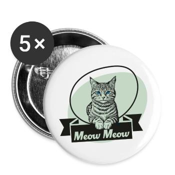 meow meow - Buttons klein 25 mm (5er Pack) - Weiß - Vorne