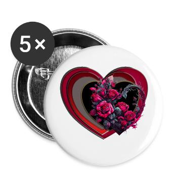 Heart icon abstract illustration asymmetrical - Buttons small 1''/25 mm (5-pack) - white - Front