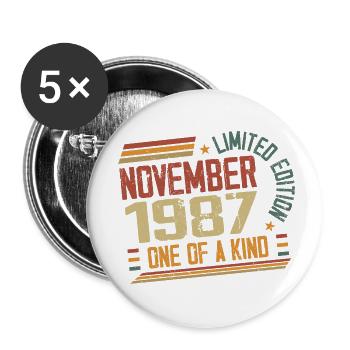 Awesome since November 1987 Geburtstagsgeschenk - Buttons klein 25 mm (5er Pack) - Weiß - Vorne