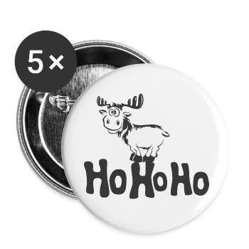 hohoho funny reindeer xmas christmas animals - Buttons small 1''/25 mm (5-pack) - white - Front