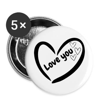 Heart Silhouette Girl Design - Buttons small 1''/25 mm (5-pack) - white - Front