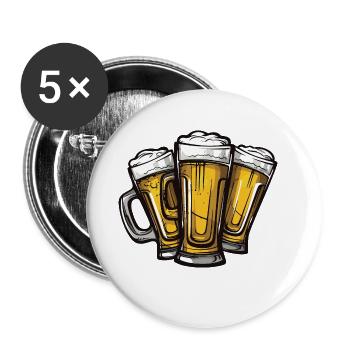 Bier Anstoßen Party - Buttons klein 25 mm (5er Pack) - Weiß - Vorne
