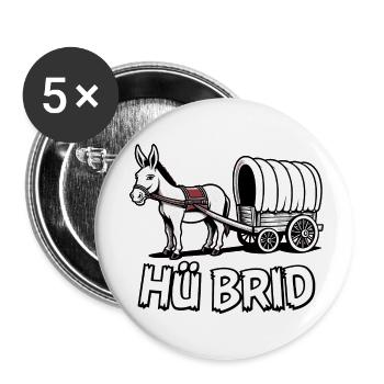 Hü Brid - Lustiges Hybrid Auto - Eselin - Buttons klein 25 mm (5er Pack) - Weiß - Vorne