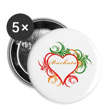 Bachata in heart ornament - Buttons small 1''/25 mm (5-pack) - white - Front
