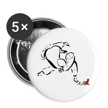 JUDO TECHNIQUE -TAI OTOSHI - Lot de 5 petits badges (25 mm) - blanc - Devant