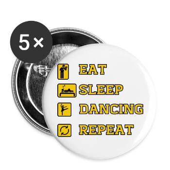 Eat Dancing Repeat - Lot de 5 petits badges (25 mm) - blanc - Devant