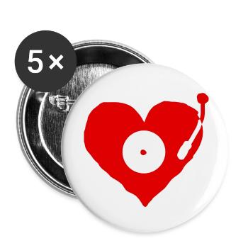 Plattenspieler-Herz von Liebe meines Labels - Buttons klein 25 mm (5er Pack) - Weiß - Vorne