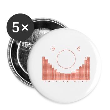 SmilingCity - rote Version - Buttons klein 25 mm (5er Pack) - Weiß - Vorne