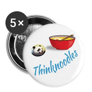 Thinknoodles, funny design - Buttons small 1''/25 mm (5-pack) - white - Front