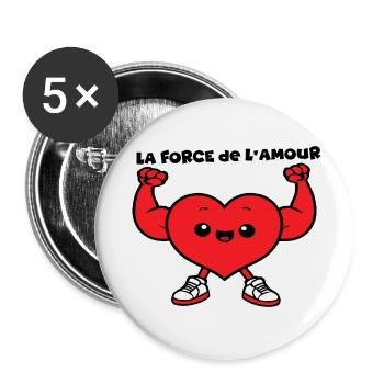 Citation d'humour d'AMOUR - Lot de 5 petits badges (25 mm) - blanc - Devant
