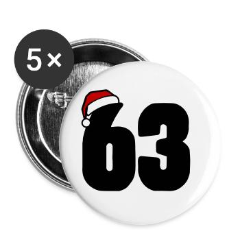 63 Zahl Weihnachten - Buttons klein 25 mm (5er Pack) - Weiß - Vorne