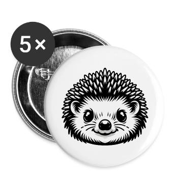 Igel - Buttons klein 25 mm (5er Pack) - Weiß - Vorne